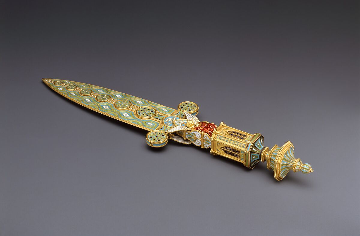 Paper knife, Firm of Castellani, Gold, enamel, Italian, Rome 