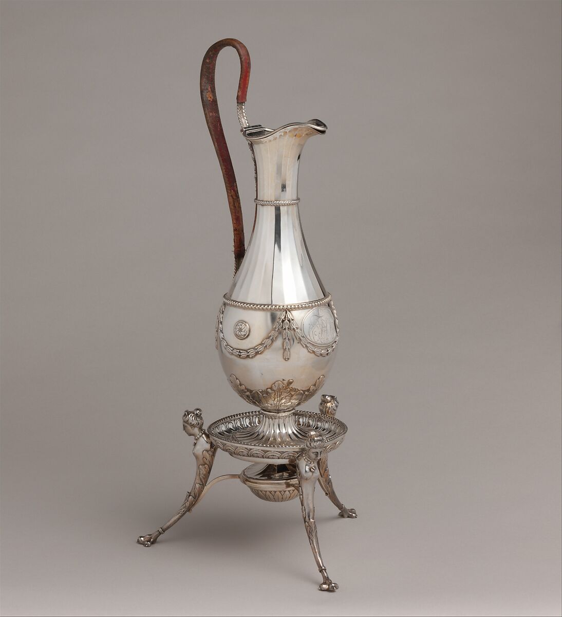 Hot water jug, James Wyatt (British, Weeford, Staffordshire 1746–1813 near Marlborough, Wiltshire), Silver, British, Birmingham 