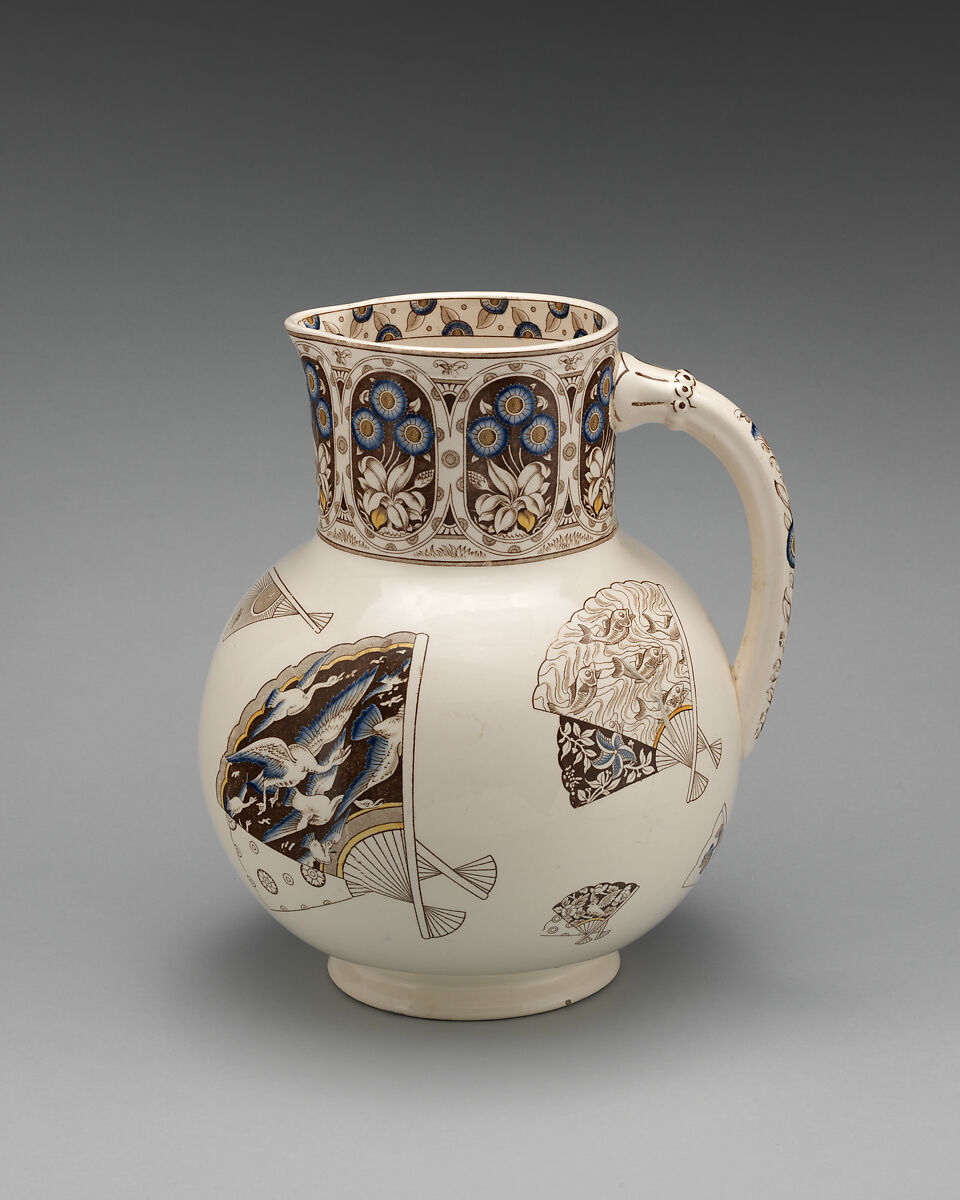 Ewer and basin, soap and brush boxes, Earthenware, probably British, Staffordshire