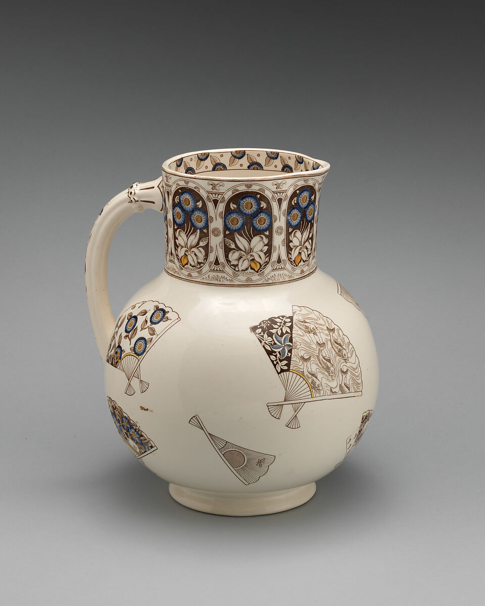 Ewer and basin, soap and brush boxes, Earthenware, probably British, Staffordshire