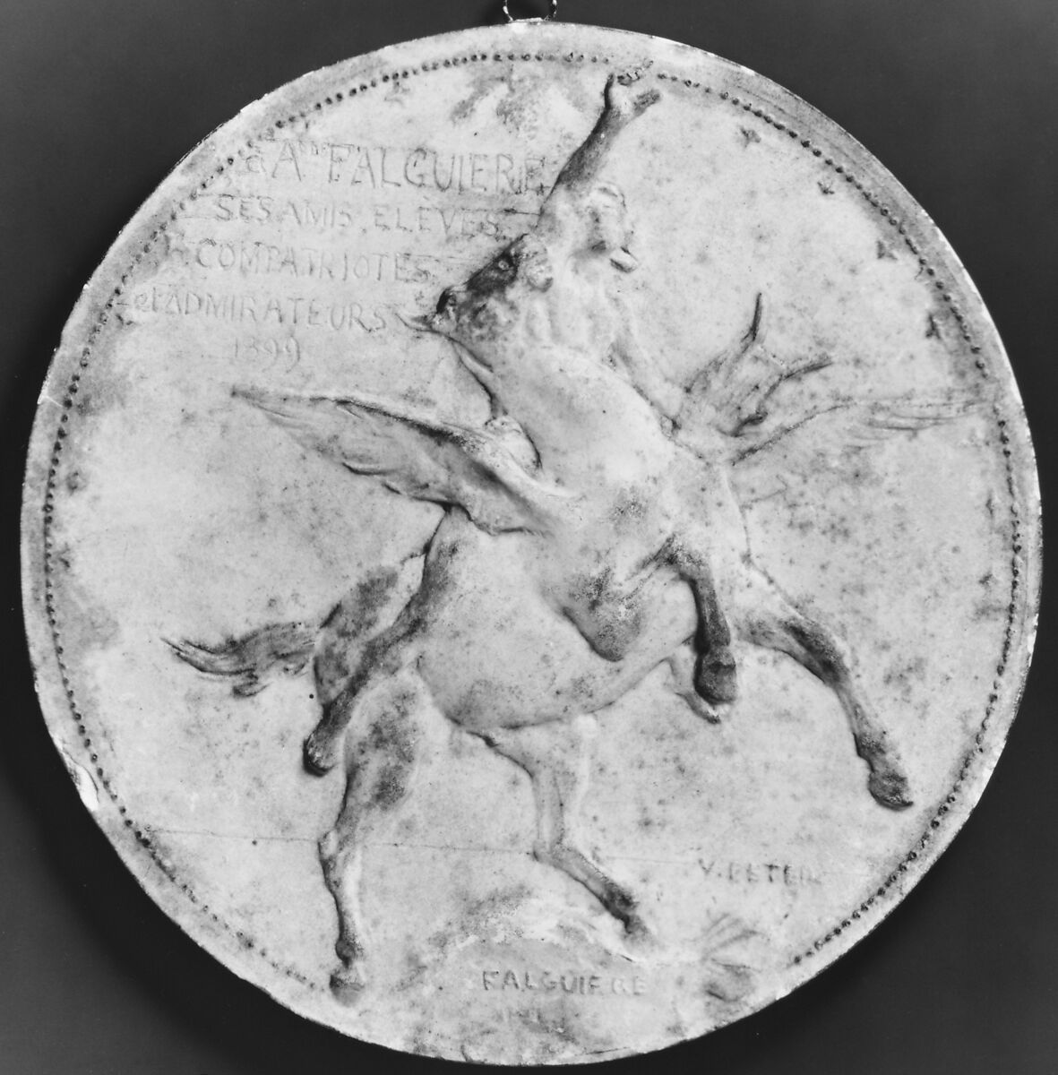 Alexandre Falguière (1831–1900), Medalist: Victor Peter (French, Paris 1840–1918 Paris), Plaster proof, French 