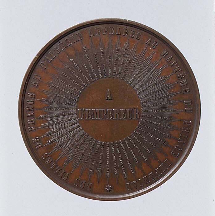 Baptism of the Prince Impérial, Medalist: Armand-Auguste Caqué (French, Saintes 1793–1881 Paris), Bronze, struck, French