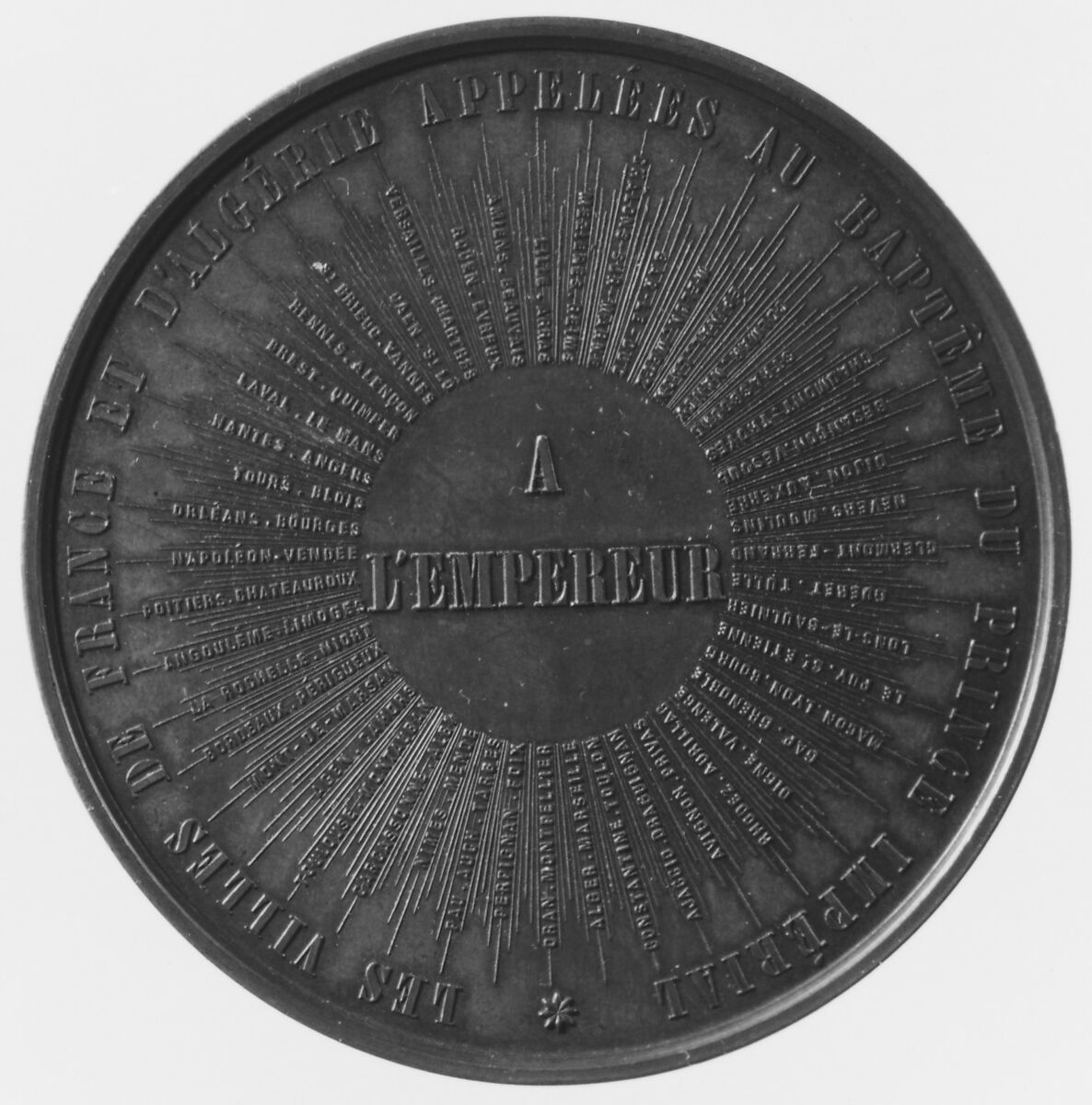 Baptism of the Prince Impérial, Medalist: Armand-Auguste Caqué (French, Saintes 1793–1881 Paris), Bronze, struck, French