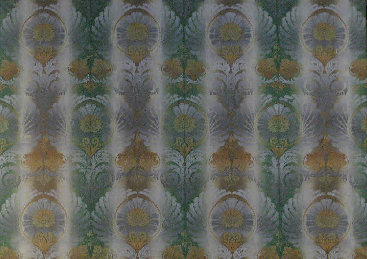 Wallpaper, Woodblock-printed paper, French 