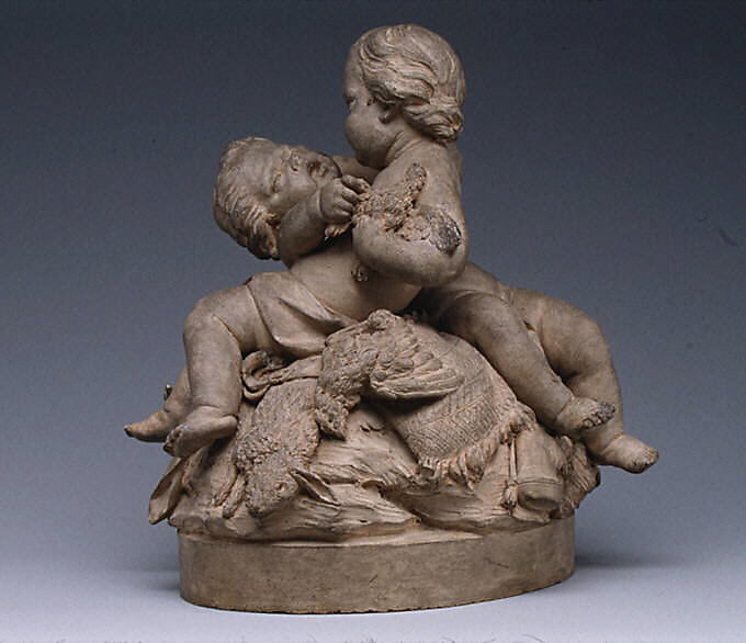 Children with dead game, Attributed to Robert Joseph Auguste (French, 1723–1805, master 1757), Terracotta, French, Paris