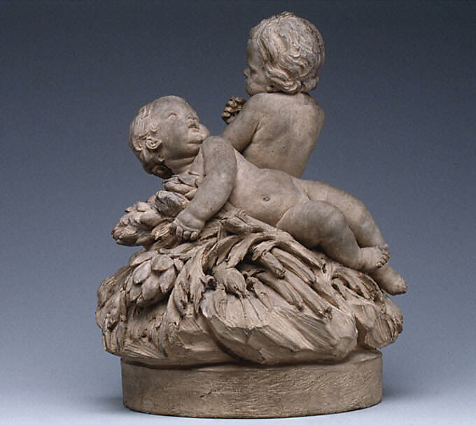 Children with shellfish and vegetables, Robert Joseph Auguste  French, Terracotta, French, Paris