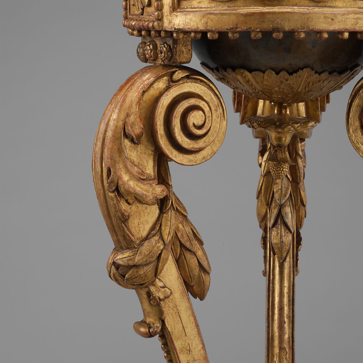 Pair of tripod stands (athèniennes), After a design by Jean-Henri Eberts, Carved and gilded pine; brass liners; gilt bronze, French