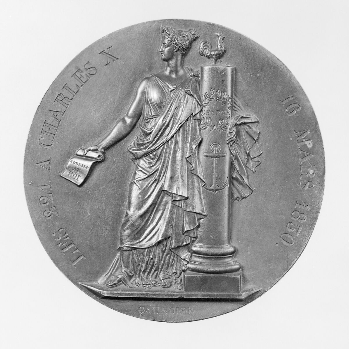 Commemorating the Vote of March 16, 1830, Medalist: François Augustin Caunois (French, 1787–1859), Bronze, French