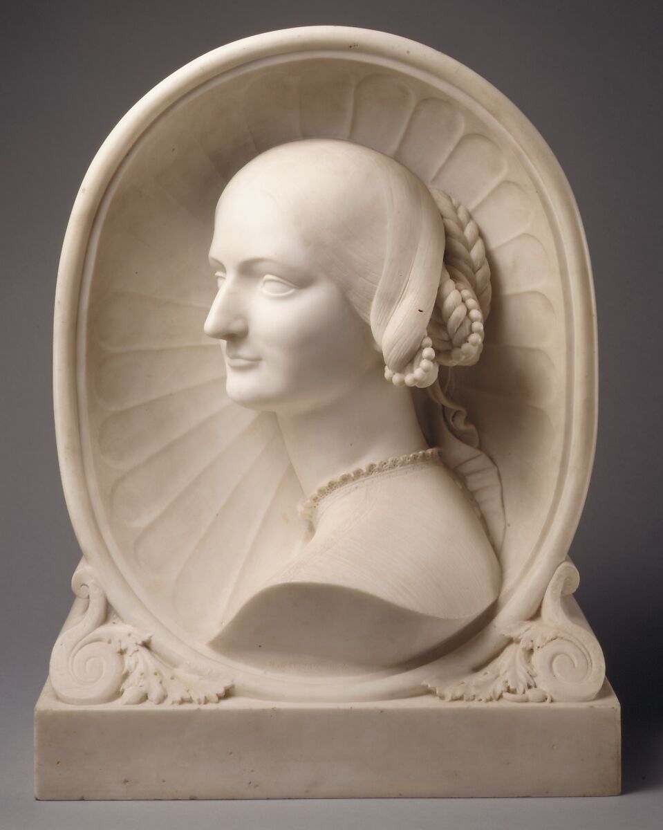 Portrait of a young woman, Henri-Baron de Triqueti (French, 1803–1874), Marble, French 