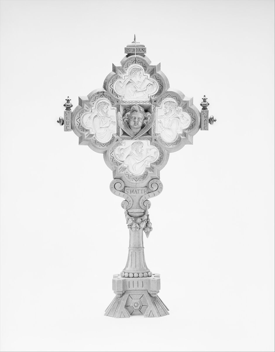 The Four Evangelists, Attributed to Valerio Belli (Il Vicentino) (1468–1546), Rock crystal and fruitwood, Italian, Vicenza crystal with European stand