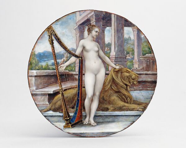 Plaque, Paul Grandhomme (1851–1944), Painted enamel on copper, partly gilt, French, Paris 
