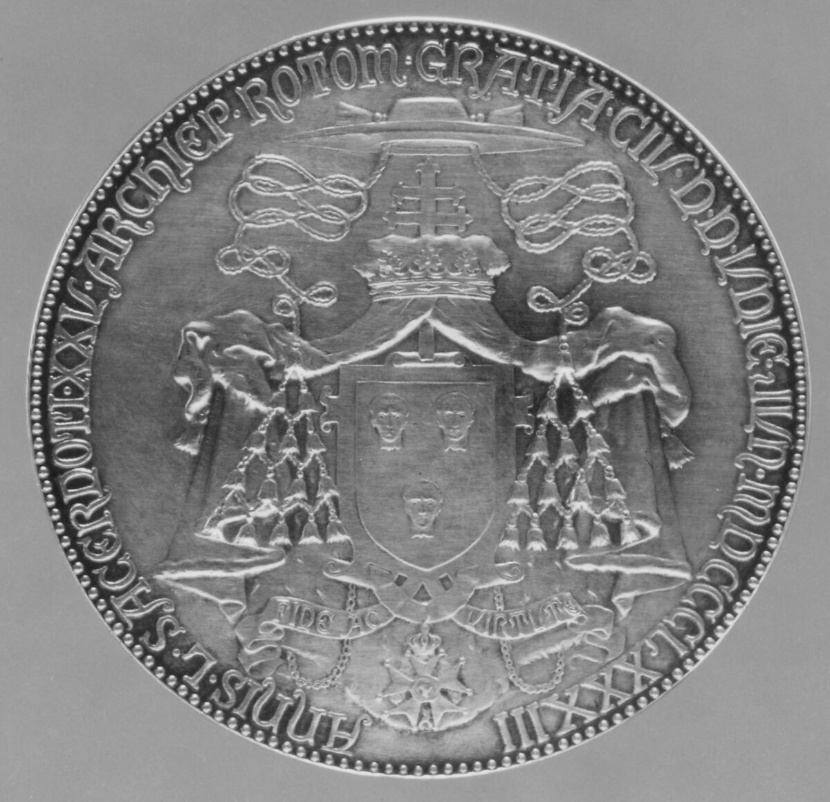 Henri-Marie-Gaston de Bonnechose (1800–1833), Cardinal Archbishop of Rouen, Medalist: Daniel Jean-Baptiste Dupuis (French, 1849–1899), Silver, French