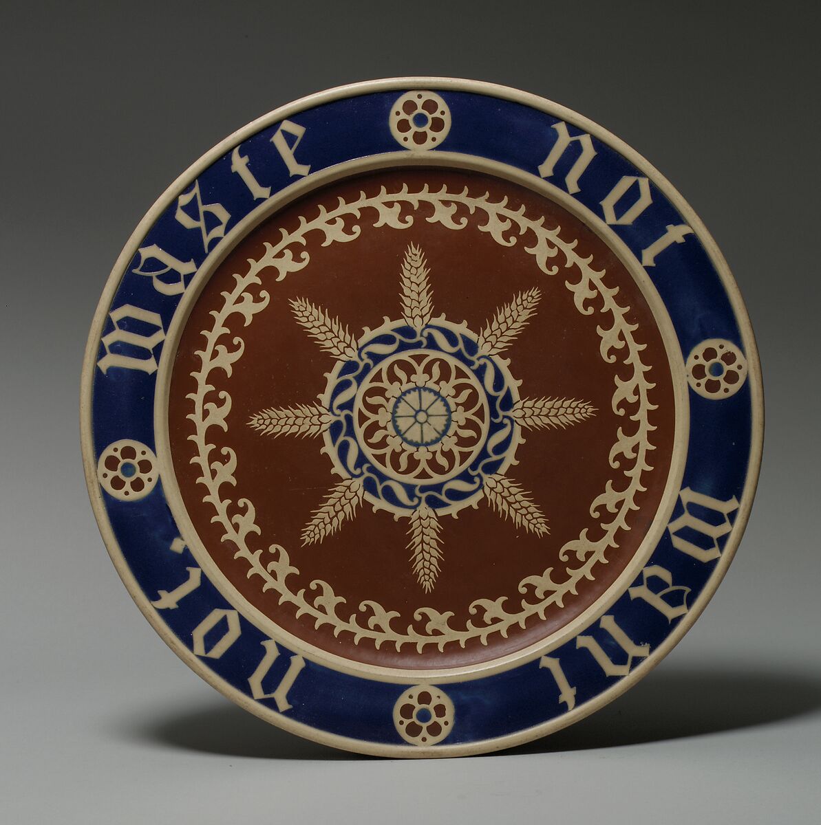 Bread plate, Augustus Welby Northmore Pugin (British, London 1812–1852 Ramsgate), Earthenware, made using the encaustic process, British, Stoke-on-Trent, Staffordshire 