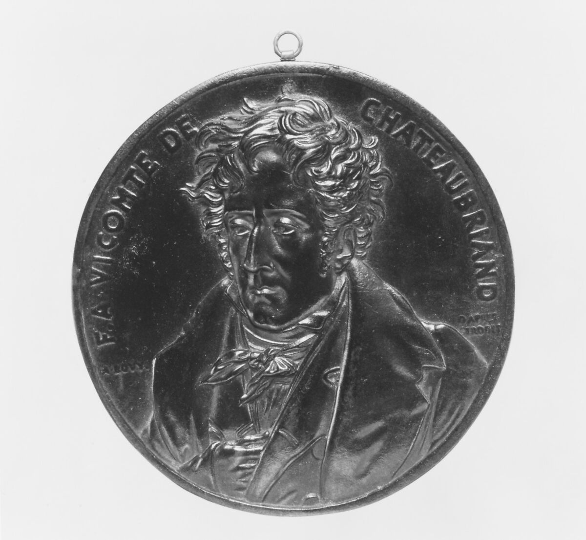 François René, Vicomte de Chateaubriand (1768–1877), Medalist: Jean-François-Antoine Bovy (French, 1795–1877), Bronze, cast, Swiss 