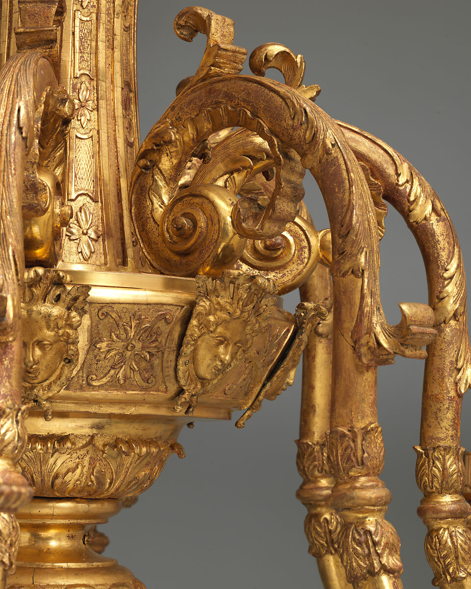 Chandelier, Attributed to John Gumley (British, ca. 1670–1726), Gilded wood and gesso; gilded metal mounts, British