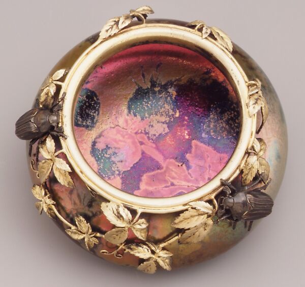 Bowl, Probably designed by Lucien Lévy-Dhurmer (French, Algiers 1865–1953 Le Vésinet), Stoneware, silver-gilt, bronze, French, Golfe-Juan