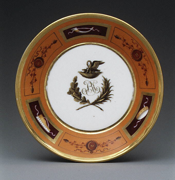 Cups and saucers (3), Hard-paste porcelain, French, Paris