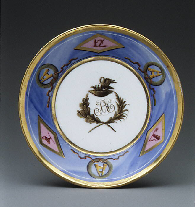 Cups and saucers (3), Hard-paste porcelain, French, Paris