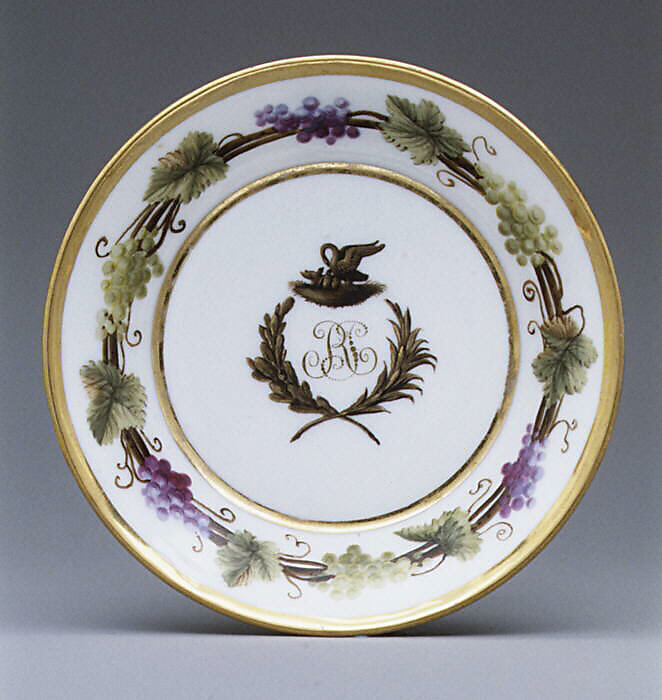 Cups and saucers (3), Hard-paste porcelain, French, Paris