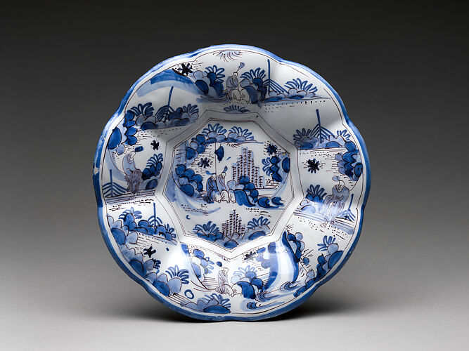 Dish with figures in a landscape