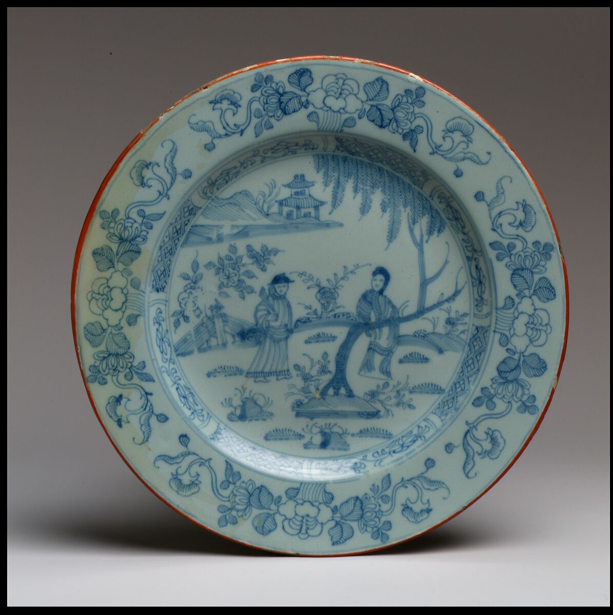 Plate, Tin-glazed earthenware, British 