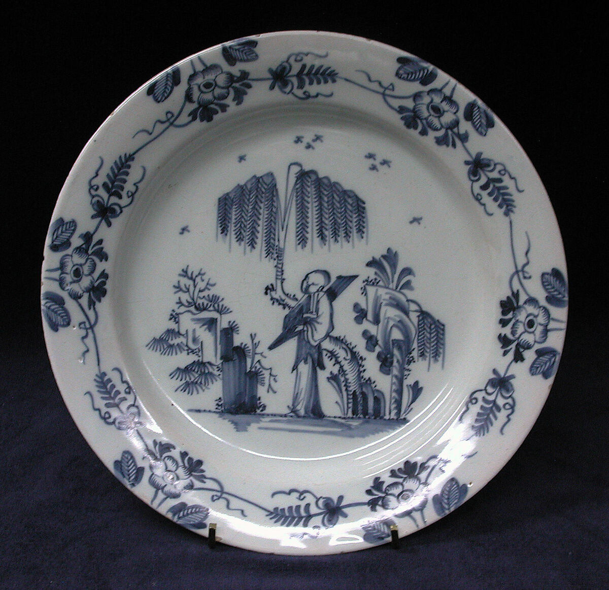 Plate, Tin-glazed earthenware, British 