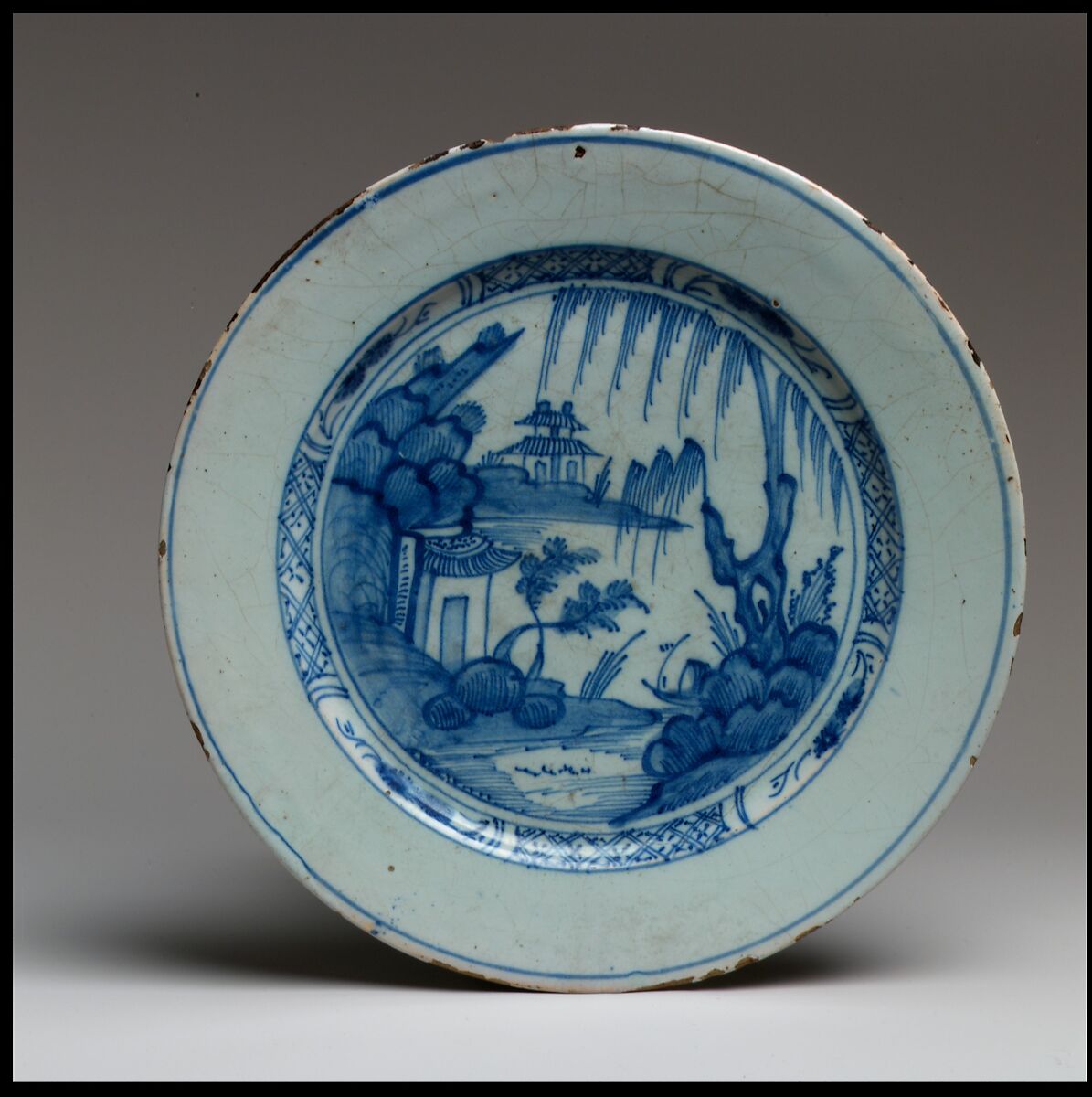 Plate, Tin-glazed earthenware, British 