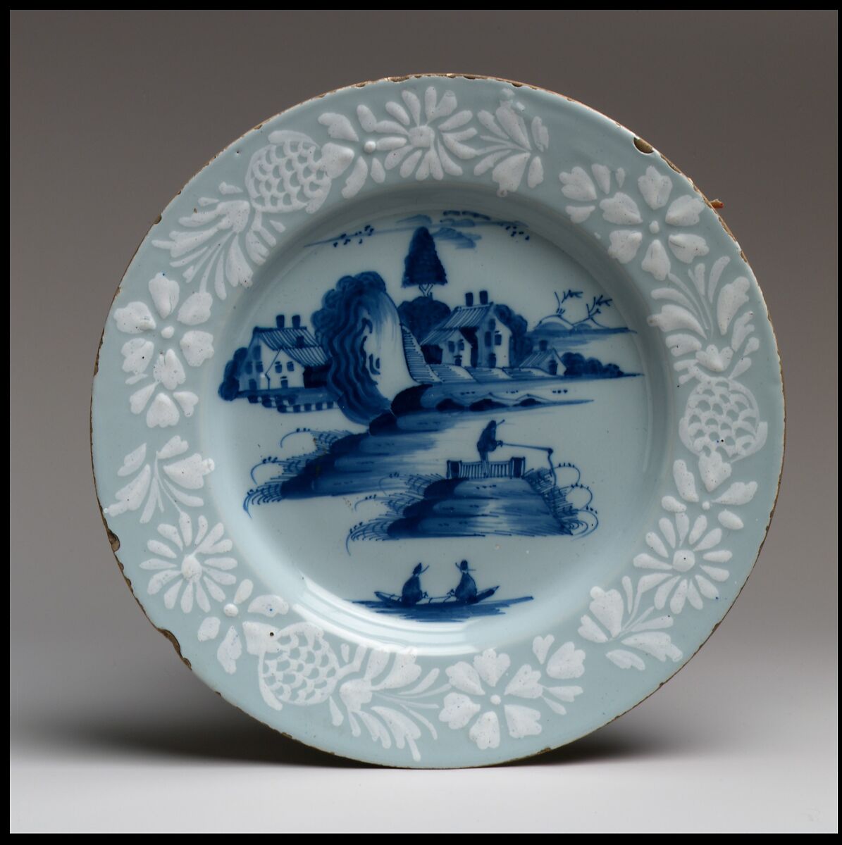 Plate, Tin-glazed earthenware, British, Bristol 