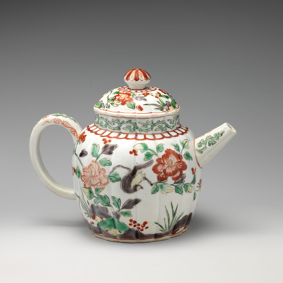 Teapot with cover, Hard-paste porcelain with enamel decoration, Japanese, for European market