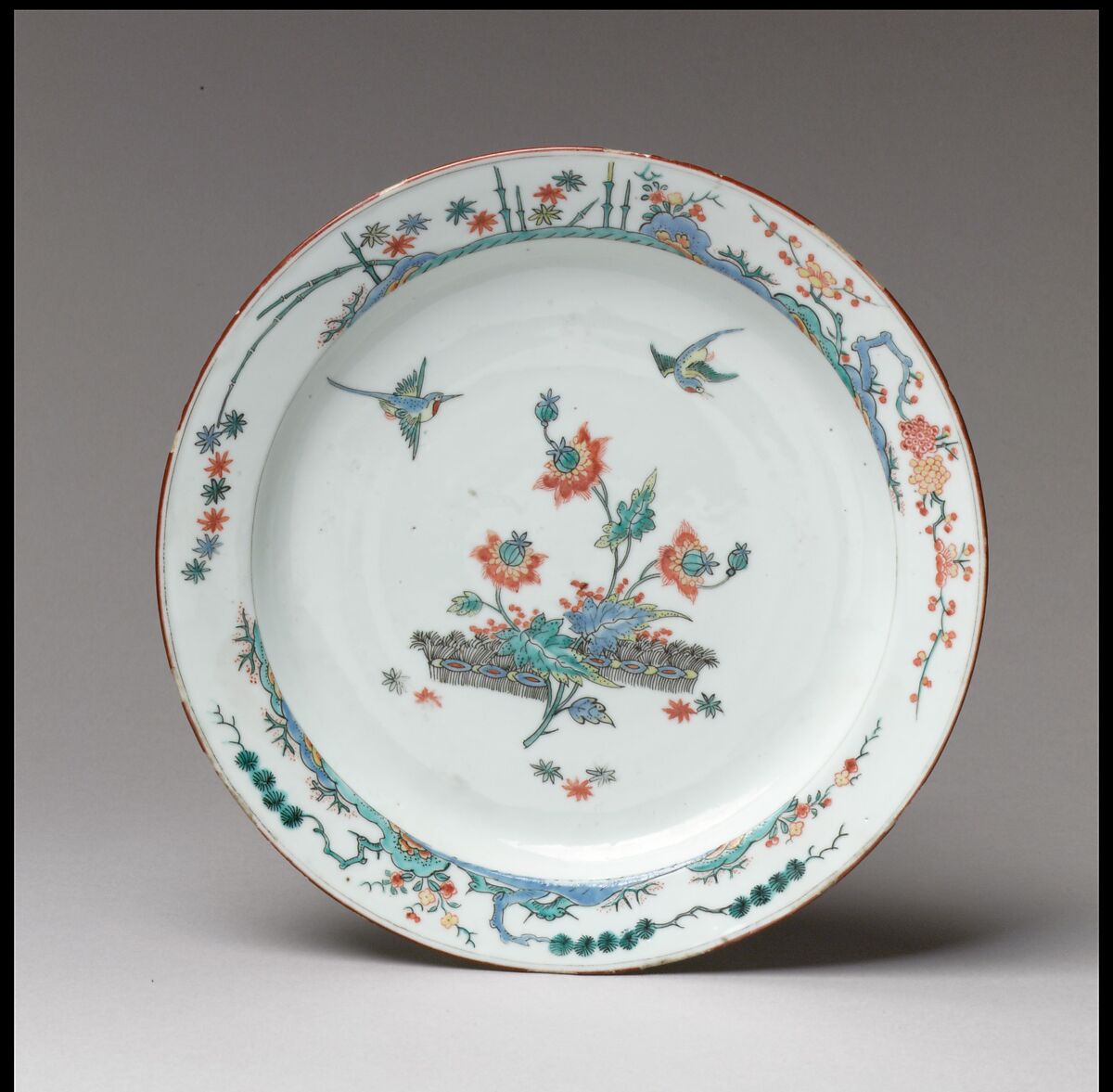 Plate, Hard-paste porcelain, Chinese with Dutch decoration, for European market 