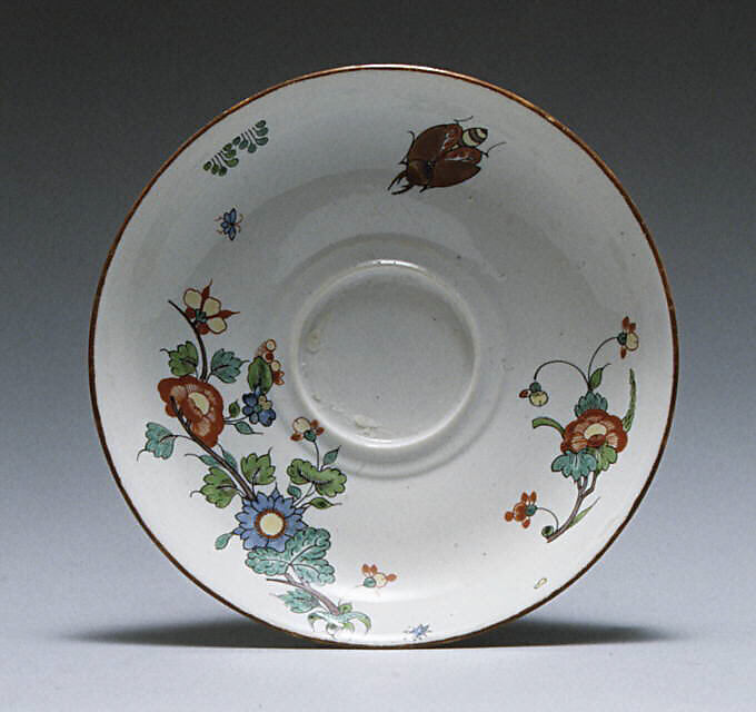 Saucer, Chantilly (French), Tin-glazed soft-paste porcelain, French, Chantilly 