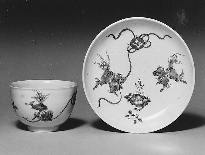 Teabowl and saucer, Hard-paste porcelain, Japanese, for European market 