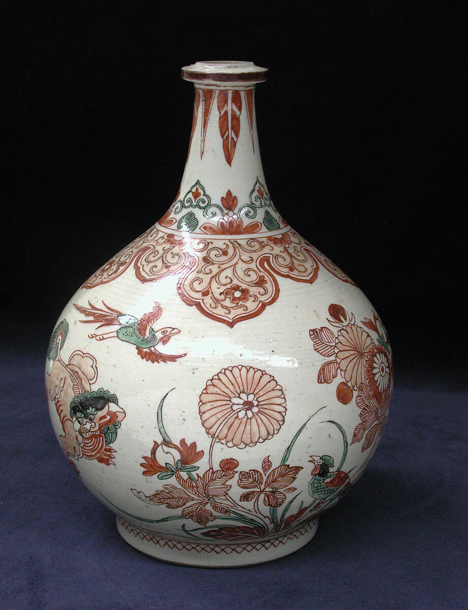 Bottle, Hard-paste porcelain, Japanese with Dutch decoration 