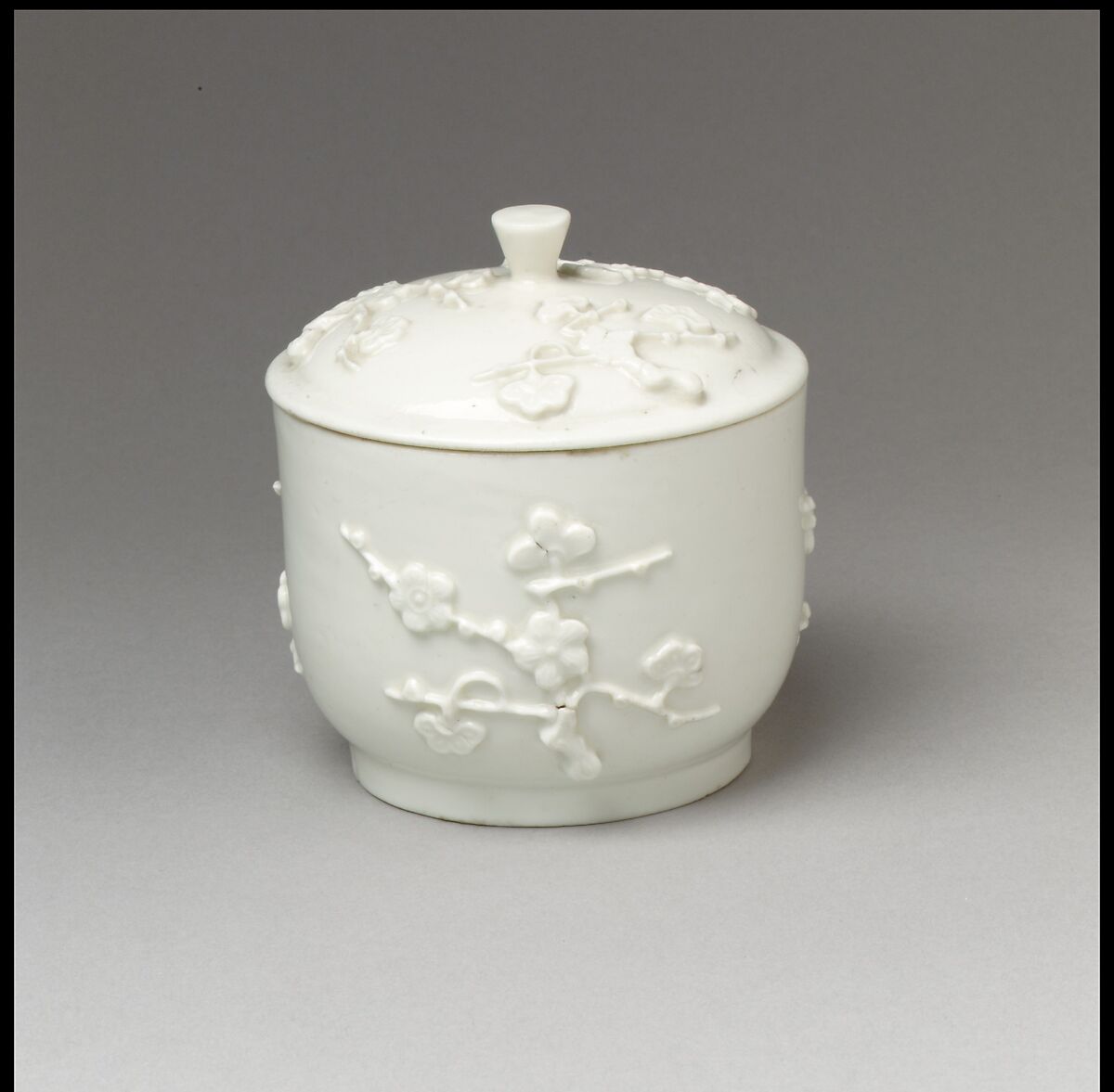 Jar with cover, Saint-Cloud factory (French, mid-1690s–1766), Soft-paste porcelain, French, Saint-Cloud 