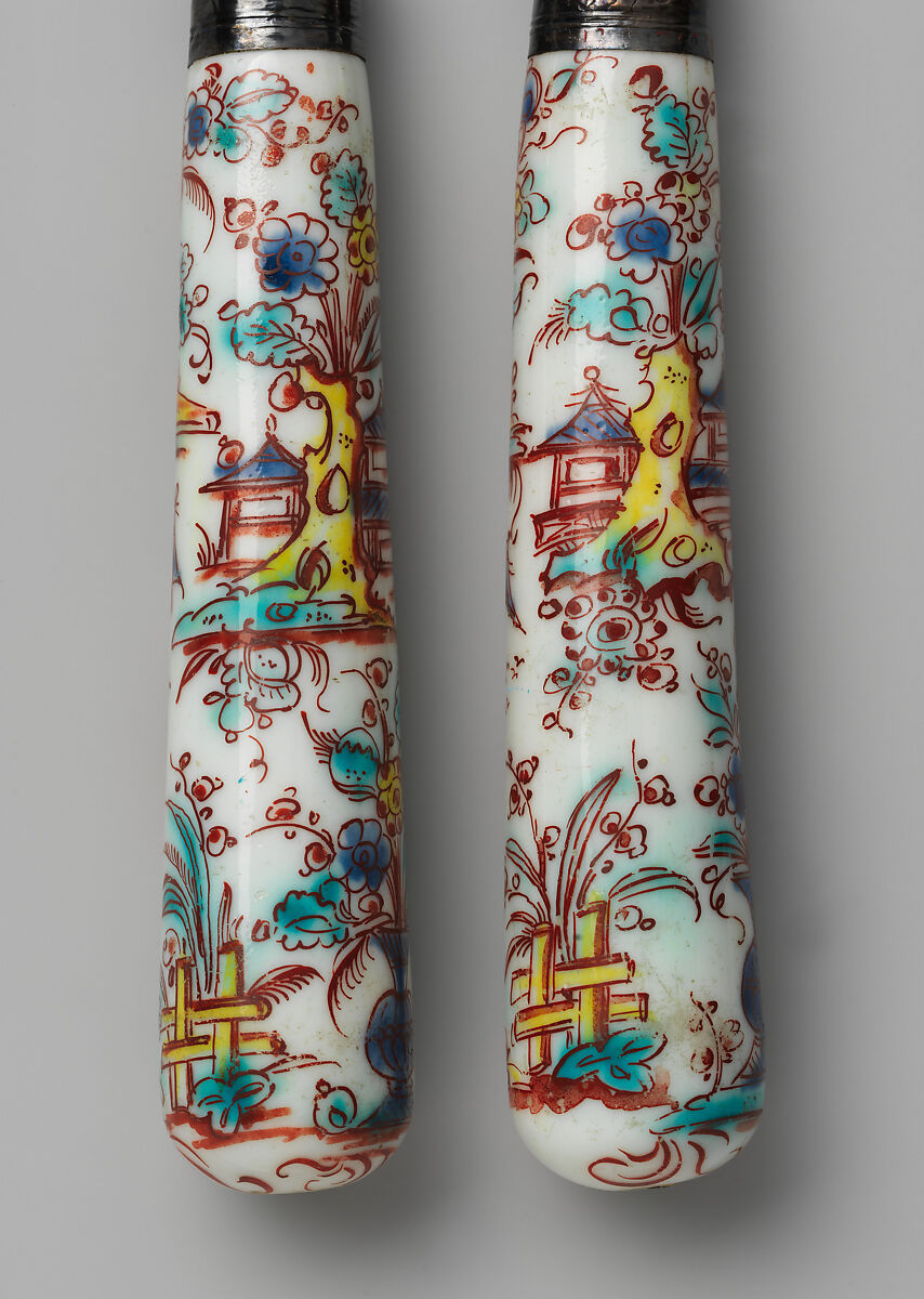 Knife and fork, possibly Saint-Cloud factory (French, mid-1690s–1766), Soft-paste porcelain, French, possibly Saint-Cloud