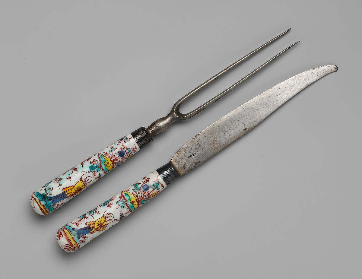 Knife and fork, possibly Saint-Cloud factory (French, mid-1690s–1766), Soft-paste porcelain, French, possibly Saint-Cloud 