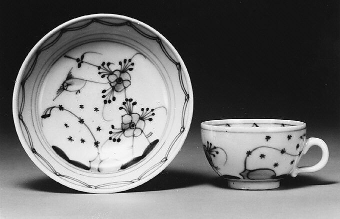 Cup and saucer, Hard-paste porcelain, German, Klosterle 