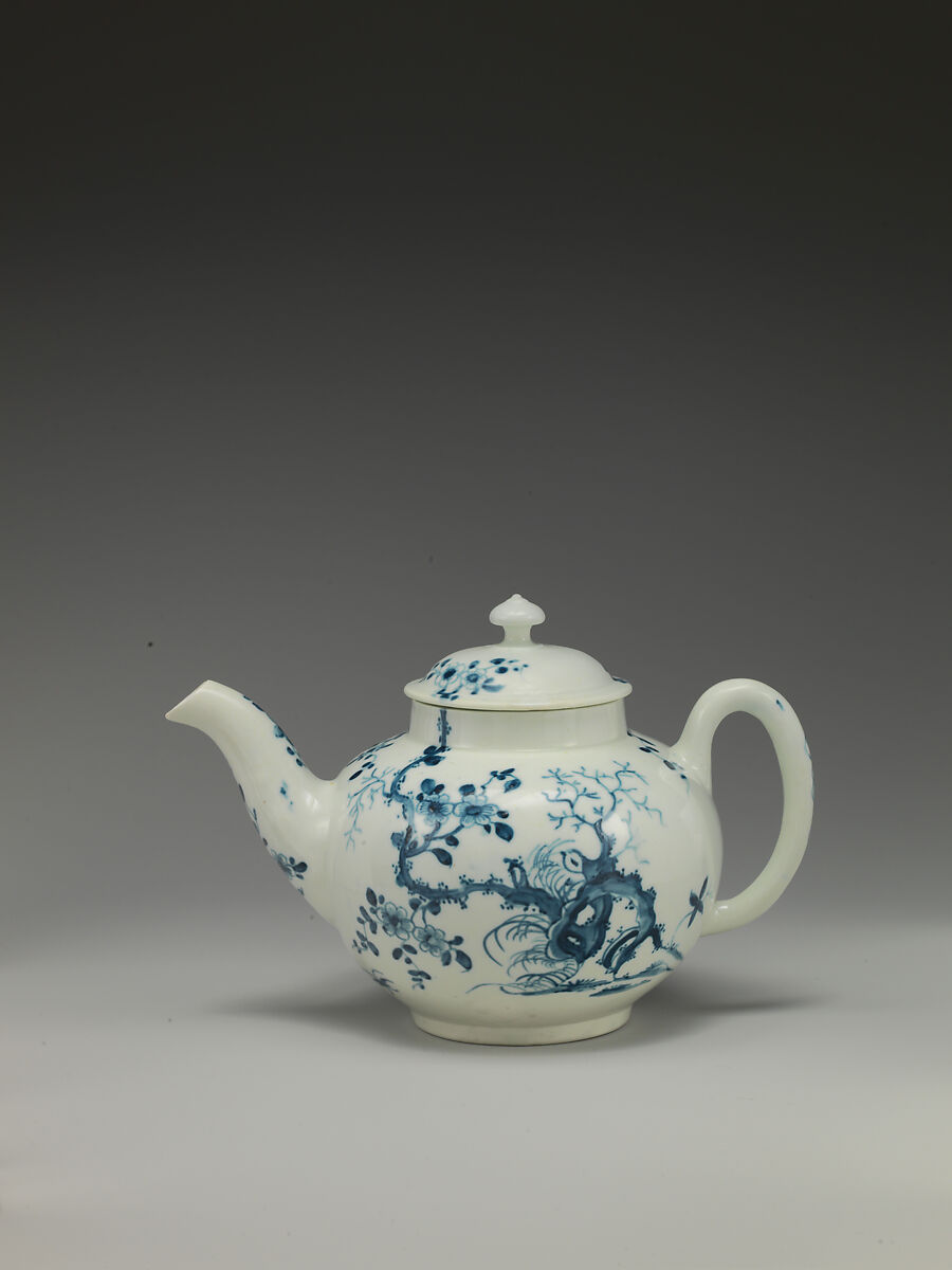 Teapot, Worcester factory (British, 1751–2008), Soft-paste porcelain with underglaze blue, British, Worcester 