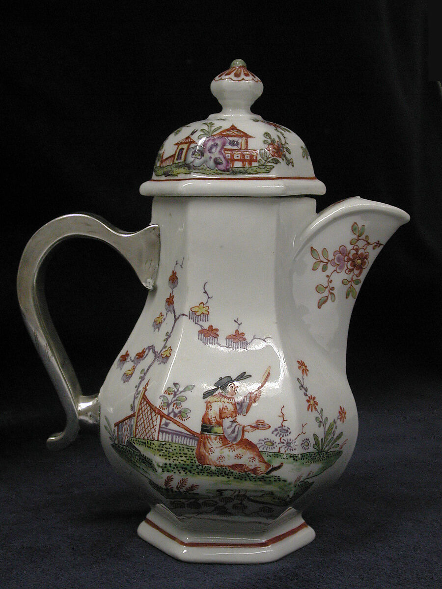 Coffeepot, Vienna, Hard-paste porcelain, silver, Austrian, Vienna 