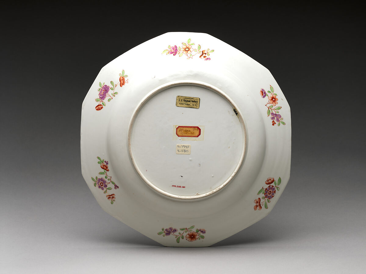 Dish with tree, flowers, and birds, Vienna, Hard-paste porcelain painted with colored enamels over transparent glaze, Austrian, Vienna