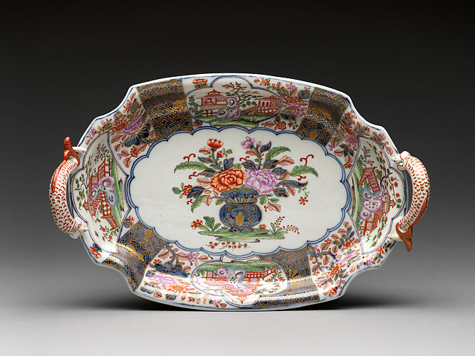 Tray with vase of flowers
