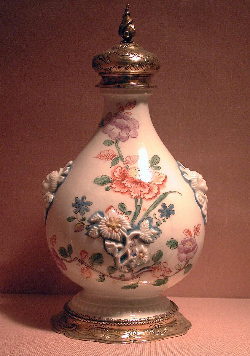 Pilgrim bottle with cover, Vienna, Hard-paste porcelain, silver gilt, Austrian, Vienna 