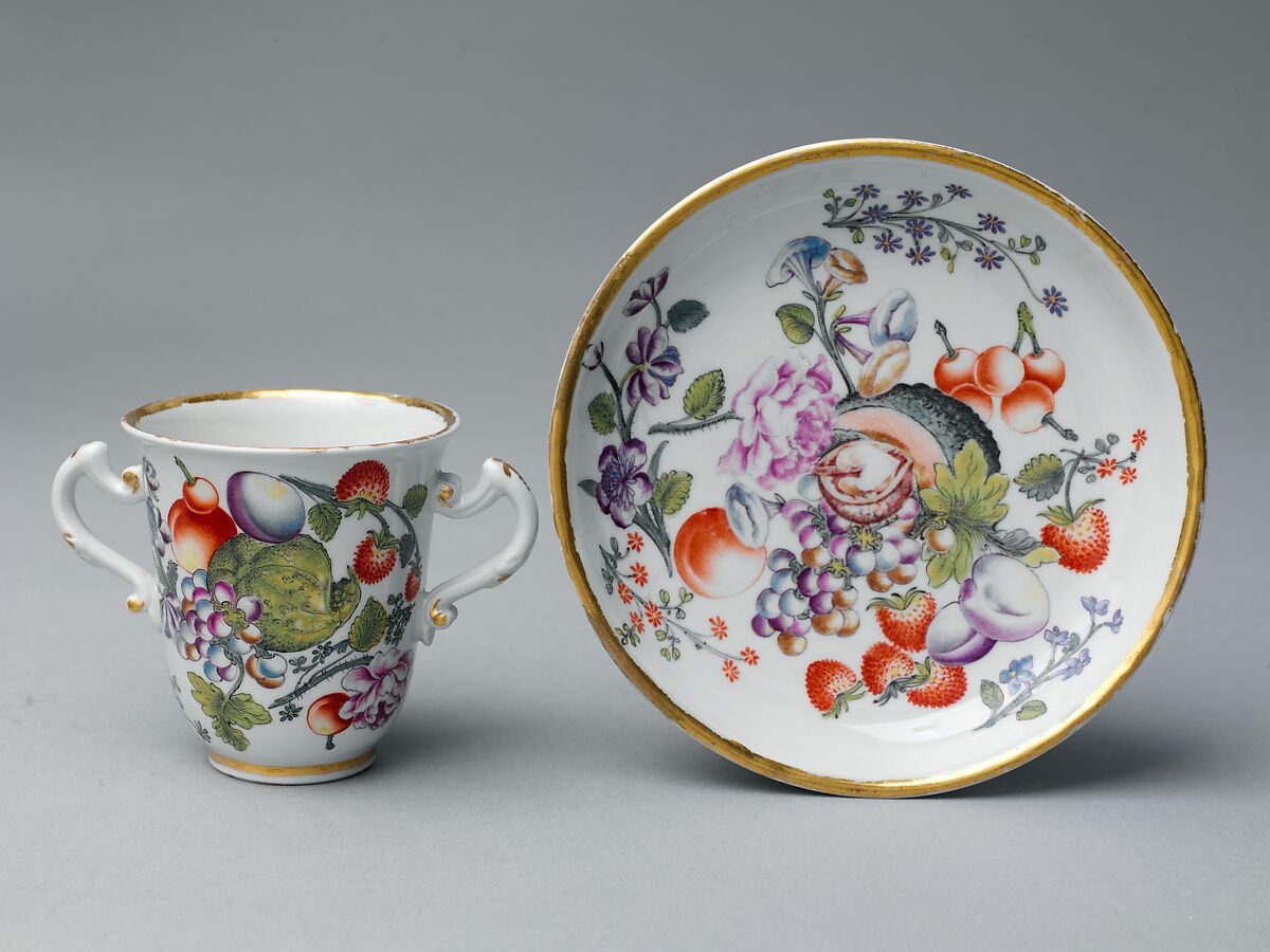 Chocolate beaker and saucer, Vienna, Hard-paste porcelain, Austrian, Vienna 