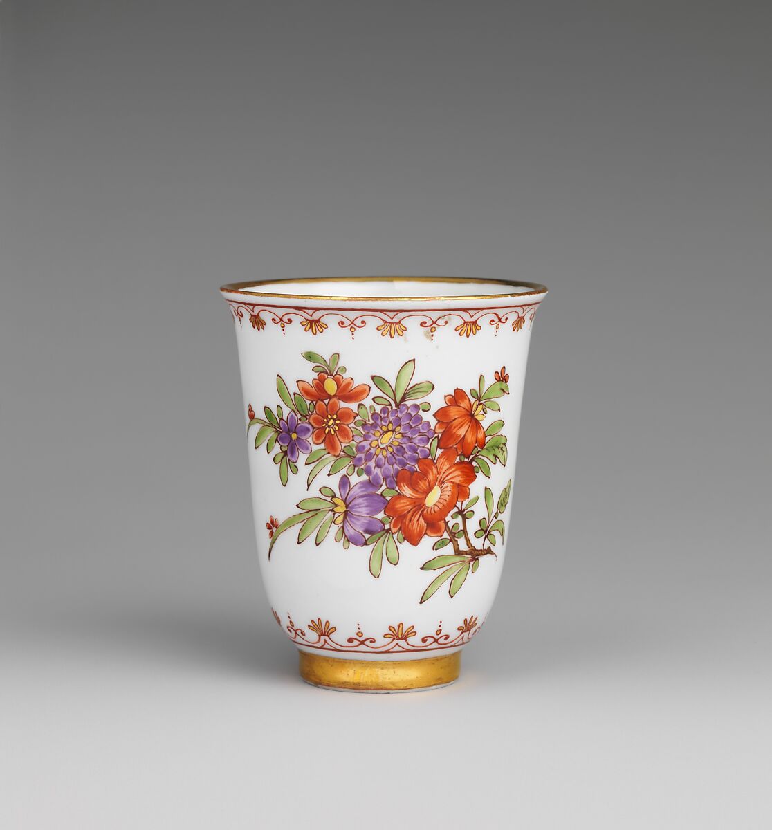 Beaker, Vienna, Hard-paste porcelain decorated in polychrome enamels, gold, Austrian, Vienna