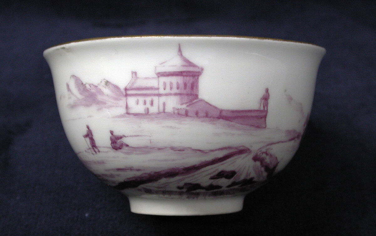 Teabowl, Hard-paste porcelain, possibly Dutch 