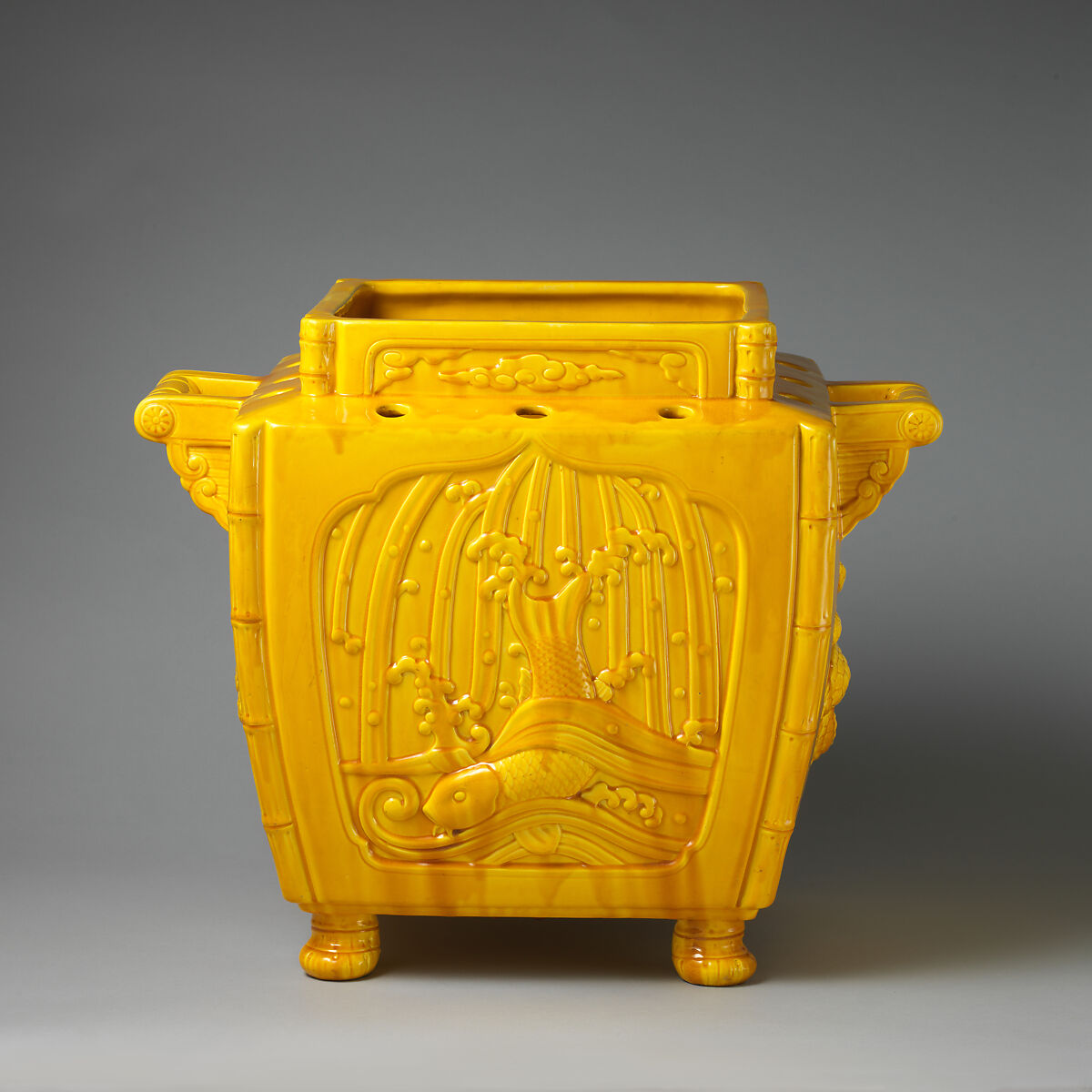 Jardinière, Probably after a model by Christopher Dresser (British, Glasgow, Scotland 1834–1904 Mulhouse), Glazed pottery (Minton majolica), British, Stoke-on-Trent, Staffordshire