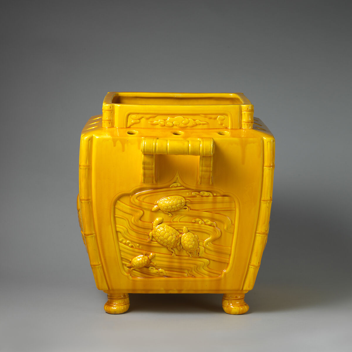 Jardinière, Probably after a model by Christopher Dresser (British, Glasgow, Scotland 1834–1904 Mulhouse), Glazed pottery (Minton majolica), British, Stoke-on-Trent, Staffordshire