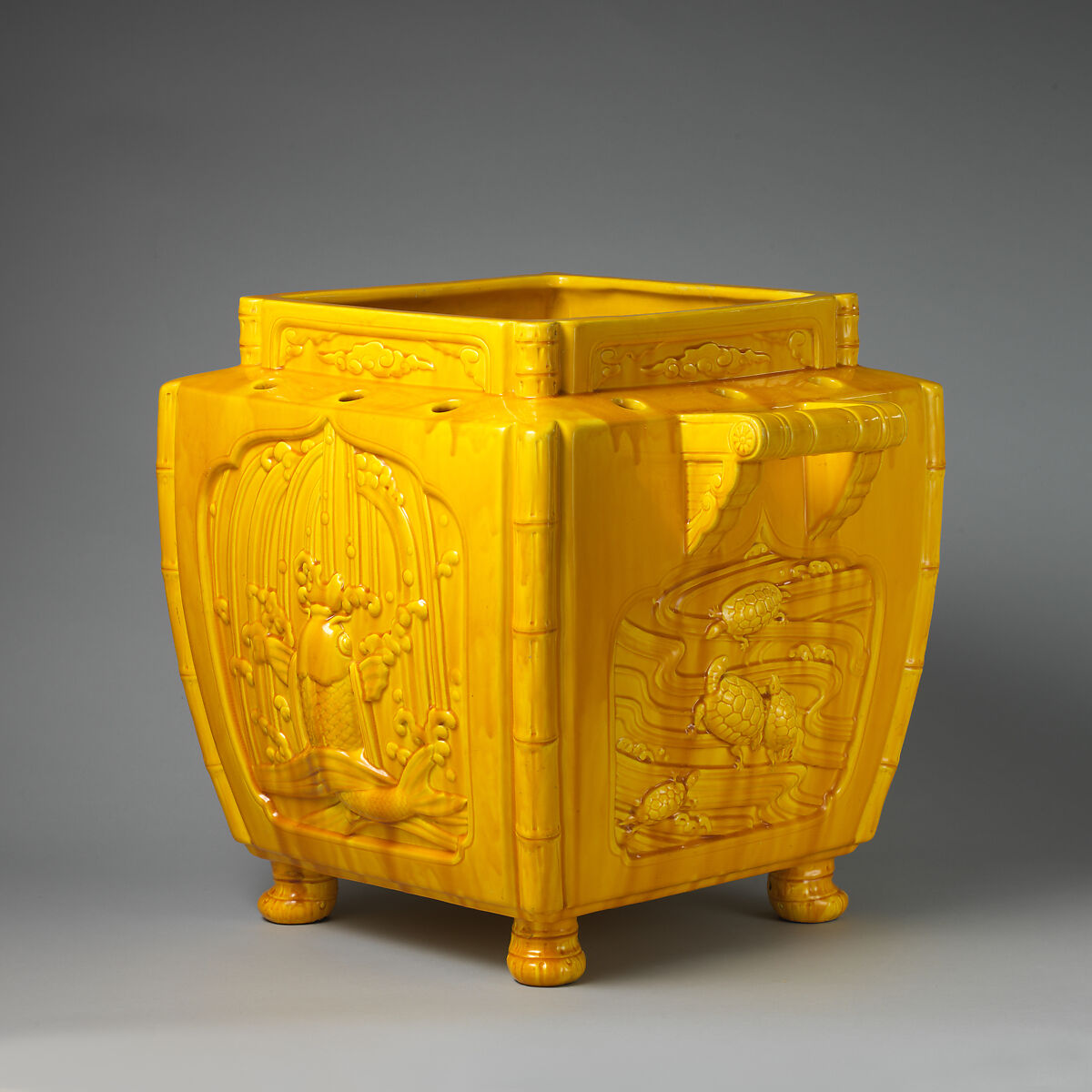 Jardinière, Probably after a model by Christopher Dresser (British, Glasgow, Scotland 1834–1904 Mulhouse), Glazed pottery (Minton majolica), British, Stoke-on-Trent, Staffordshire