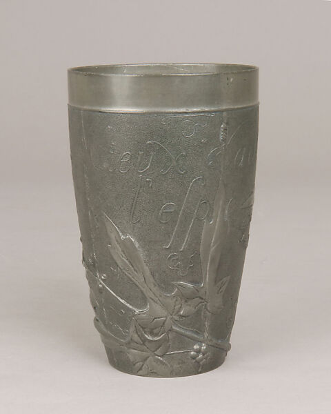 Beaker, Jules-Paul Brateau (French, 1844–1923), Pewter, French, Paris 