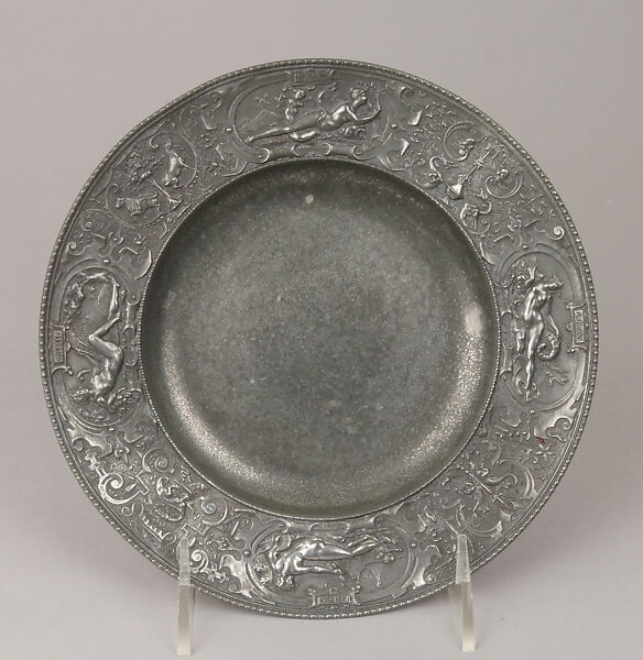 Plate, Jules-Paul Brateau (French, 1844–1923), Pewter, French, Paris 